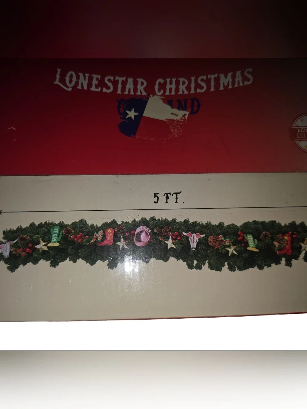 5ft Texas Themed Christmas Garland. New In Box.